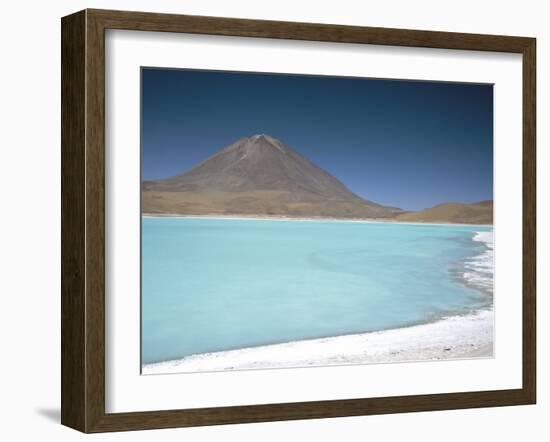 Laguna Verde with Mineral Flat Margin and Volcan Licancabur, 5960M, Southwest Highlands, Bolivia-Tony Waltham-Framed Photographic Print