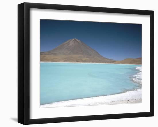 Laguna Verde with Mineral Flat Margin and Volcan Licancabur, 5960M, Southwest Highlands, Bolivia-Tony Waltham-Framed Photographic Print