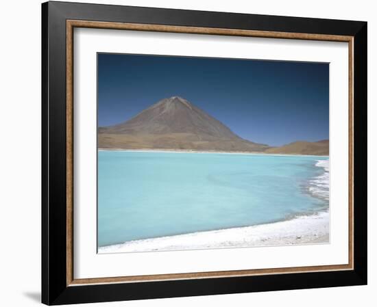 Laguna Verde with Mineral Flat Margin and Volcan Licancabur, 5960M, Southwest Highlands, Bolivia-Tony Waltham-Framed Photographic Print