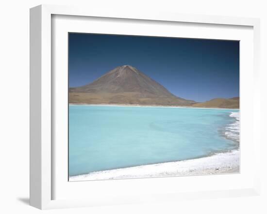 Laguna Verde with Mineral Flat Margin and Volcan Licancabur, 5960M, Southwest Highlands, Bolivia-Tony Waltham-Framed Photographic Print