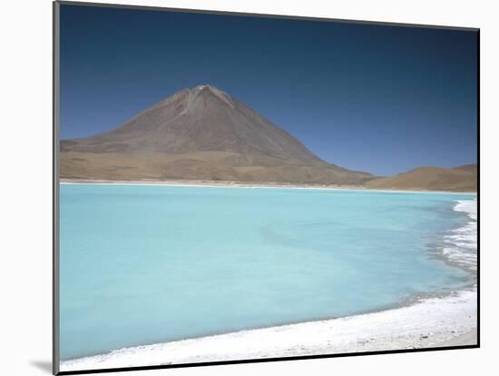 Laguna Verde with Mineral Flat Margin and Volcan Licancabur, 5960M, Southwest Highlands, Bolivia-Tony Waltham-Mounted Photographic Print