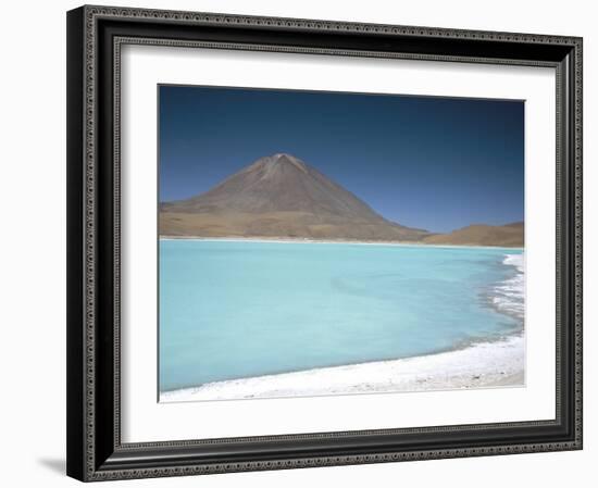 Laguna Verde with Mineral Flat Margin and Volcan Licancabur, 5960M, Southwest Highlands, Bolivia-Tony Waltham-Framed Photographic Print