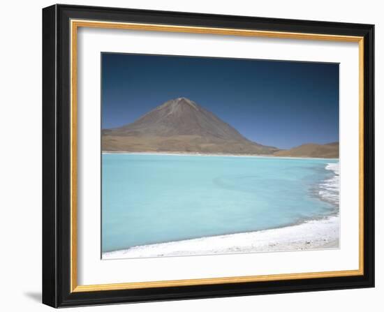 Laguna Verde with Mineral Flat Margin and Volcan Licancabur, 5960M, Southwest Highlands, Bolivia-Tony Waltham-Framed Photographic Print