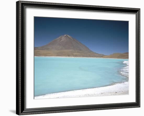 Laguna Verde with Mineral Flat Margin and Volcan Licancabur, 5960M, Southwest Highlands, Bolivia-Tony Waltham-Framed Photographic Print