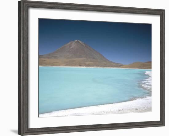 Laguna Verde with Mineral Flat Margin and Volcan Licancabur, 5960M, Southwest Highlands, Bolivia-Tony Waltham-Framed Photographic Print