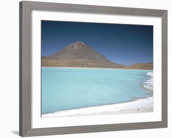 Laguna Verde with Mineral Flat Margin and Volcan Licancabur, 5960M, Southwest Highlands, Bolivia-Tony Waltham-Framed Photographic Print