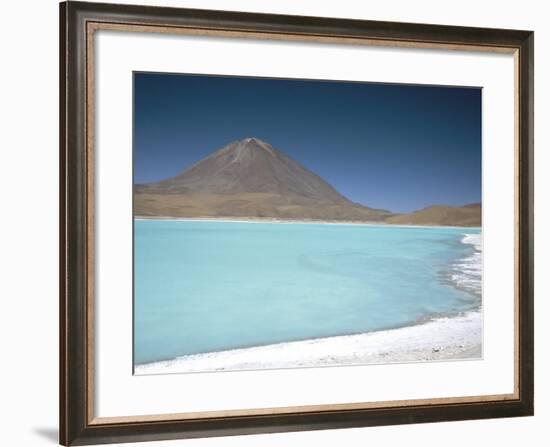 Laguna Verde with Mineral Flat Margin and Volcan Licancabur, 5960M, Southwest Highlands, Bolivia-Tony Waltham-Framed Photographic Print