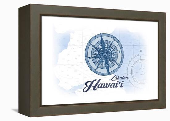 Lahaina, Hawaii - Compass - Blue - Coastal Icon-Lantern Press-Framed Stretched Canvas