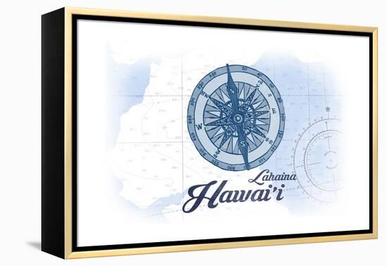 Lahaina, Hawaii - Compass - Blue - Coastal Icon-Lantern Press-Framed Stretched Canvas