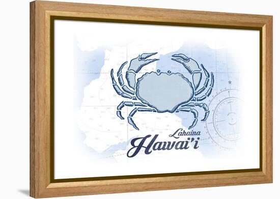 Lahaina, Hawaii - Crab - Blue - Coastal Icon-Lantern Press-Framed Stretched Canvas