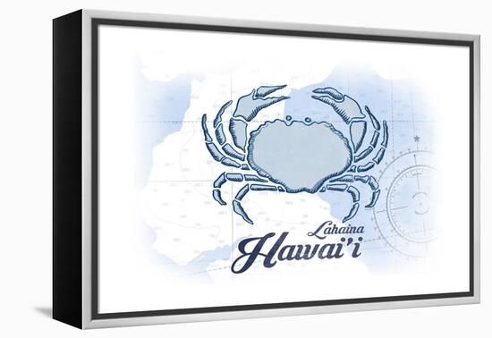 Lahaina, Hawaii - Crab - Blue - Coastal Icon-Lantern Press-Framed Stretched Canvas