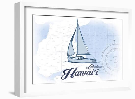 Lahaina, Hawaii - Sailboat - Blue - Coastal Icon-Lantern Press-Framed Art Print