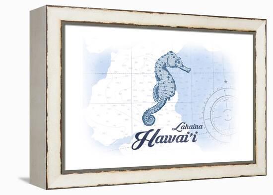 Lahaina, Hawaii - Seahorse - Blue - Coastal Icon-Lantern Press-Framed Stretched Canvas