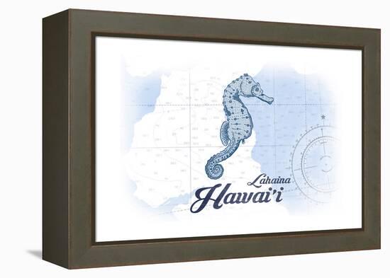 Lahaina, Hawaii - Seahorse - Blue - Coastal Icon-Lantern Press-Framed Stretched Canvas