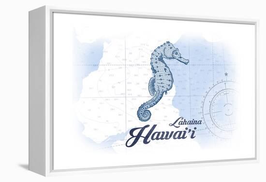 Lahaina, Hawaii - Seahorse - Blue - Coastal Icon-Lantern Press-Framed Stretched Canvas