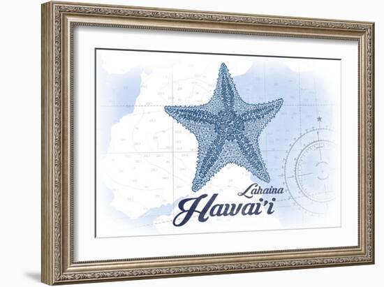 Lahaina, Hawaii - Starfish - Blue - Coastal Icon-Lantern Press-Framed Art Print