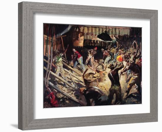 Laings- the Shaft Collar, Orange Free State, South Africa. May 1951-Terence Cuneo-Framed Giclee Print