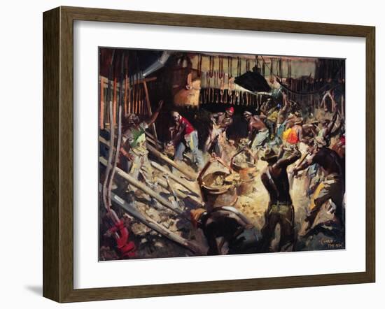 Laings- the Shaft Collar, Orange Free State, South Africa. May 1951-Terence Cuneo-Framed Giclee Print