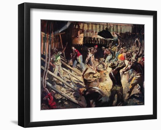 Laings- the Shaft Collar, Orange Free State, South Africa. May 1951-Terence Cuneo-Framed Giclee Print