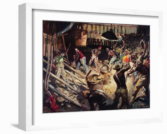 Laings- the Shaft Collar, Orange Free State, South Africa. May 1951-Terence Cuneo-Framed Giclee Print