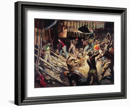 Laings- the Shaft Collar, Orange Free State, South Africa. May 1951-Terence Cuneo-Framed Giclee Print