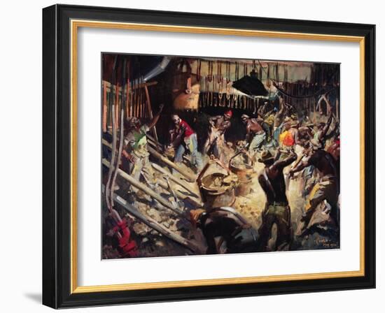 Laings- the Shaft Collar, Orange Free State, South Africa. May 1951-Terence Cuneo-Framed Giclee Print