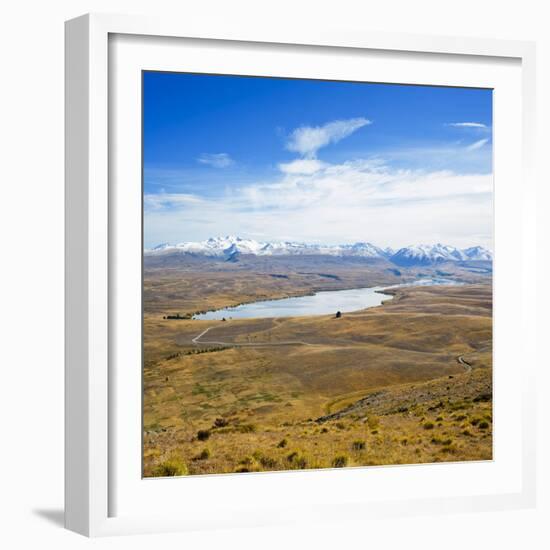 Lake Alexandrina and Snow Capped Mountains in Canterbury, South Island, New Zealand, Pacific-Matthew Williams-Ellis-Framed Photographic Print