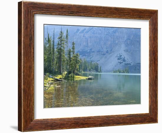 Lake and Conifers Below Cliffs, Brown Duck Mountain, High Uintas Wilderness, Ashley National Forest-Scott T^ Smith-Framed Photographic Print