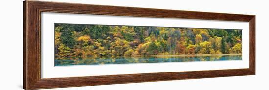 Lake and forest in autumn, China-Frank Krahmer-Framed Giclee Print