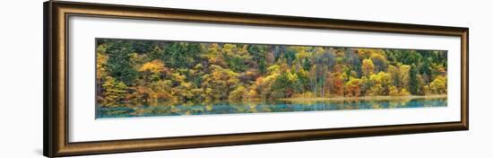 Lake and forest in autumn, China-Frank Krahmer-Framed Giclee Print
