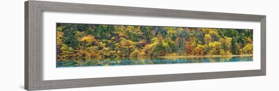 Lake and forest in autumn, China-Frank Krahmer-Framed Giclee Print