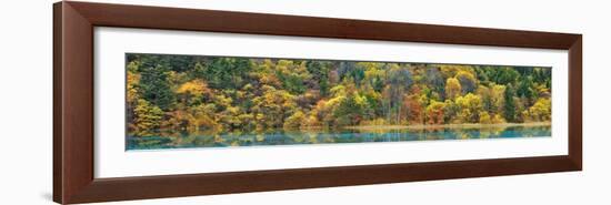 Lake and forest in autumn, China-Frank Krahmer-Framed Giclee Print