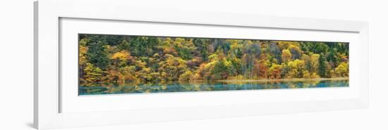 Lake and forest in autumn, China-Frank Krahmer-Framed Giclee Print