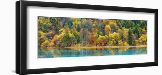 Lake and forest in autumn, China-Frank Krahmer-Framed Giclee Print