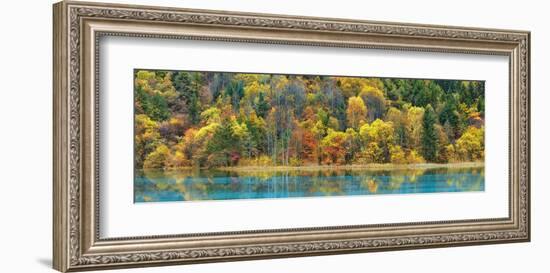 Lake and forest in autumn, China-Frank Krahmer-Framed Giclee Print