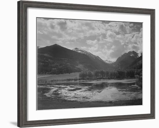 Lake And Trees In Foreground Mt, Clouds In Background "In Rocky Mt NP" Colorado 1933-1942-Ansel Adams-Framed Art Print