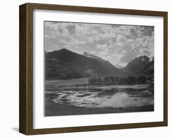 Lake And Trees In Foreground Mt, Clouds In Background "In Rocky Mt NP" Colorado 1933-1942-Ansel Adams-Framed Art Print