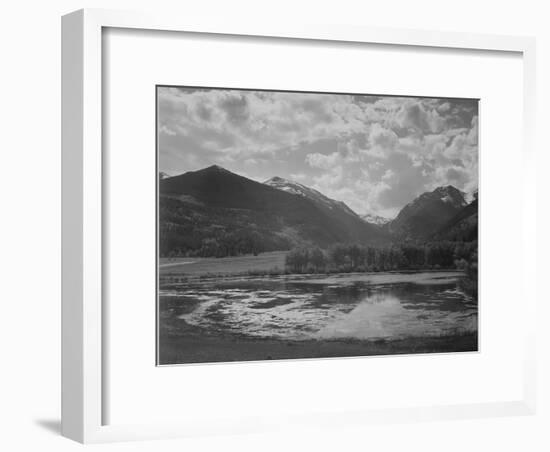 Lake And Trees In Foreground Mt, Clouds In Background "In Rocky Mt NP" Colorado 1933-1942-Ansel Adams-Framed Art Print