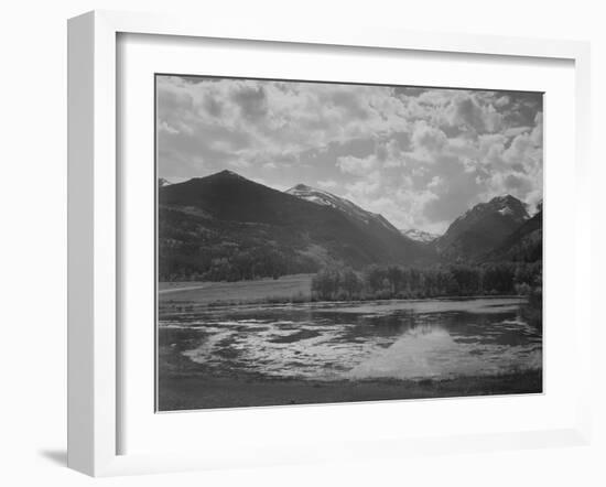 Lake And Trees In Foreground Mt, Clouds In Background "In Rocky Mt NP" Colorado 1933-1942-Ansel Adams-Framed Art Print