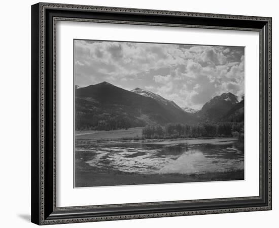 Lake And Trees In Foreground Mt, Clouds In Background "In Rocky Mt NP" Colorado 1933-1942-Ansel Adams-Framed Art Print