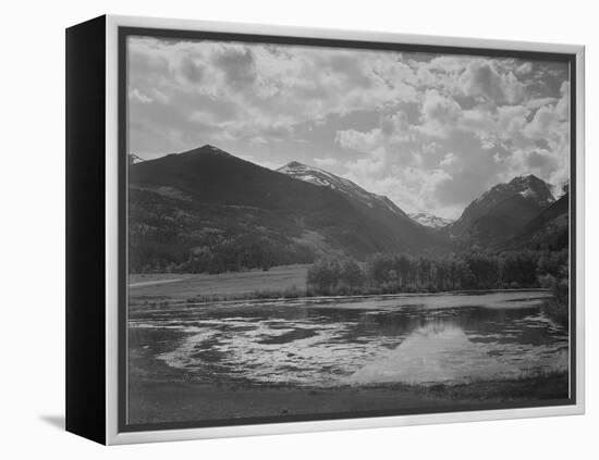 Lake And Trees In Foreground Mt, Clouds In Background "In Rocky Mt NP" Colorado 1933-1942-Ansel Adams-Framed Stretched Canvas