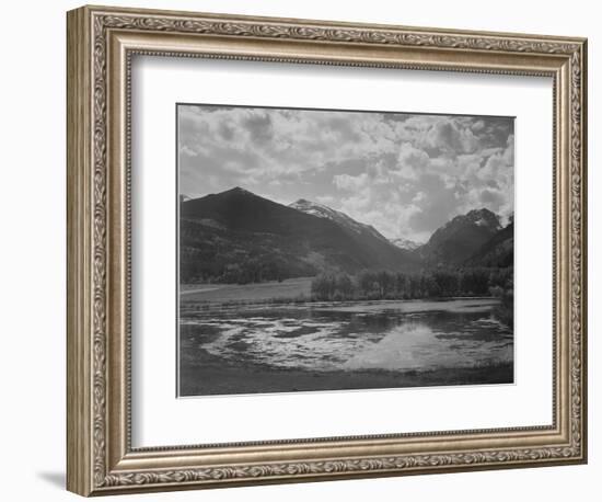 Lake And Trees In Foreground Mt, Clouds In Background "In Rocky Mt NP" Colorado 1933-1942-Ansel Adams-Framed Art Print