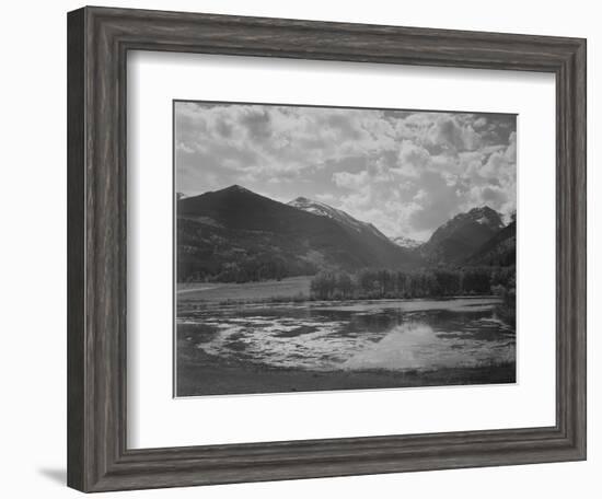 Lake And Trees In Foreground Mt, Clouds In Background "In Rocky Mt NP" Colorado 1933-1942-Ansel Adams-Framed Art Print