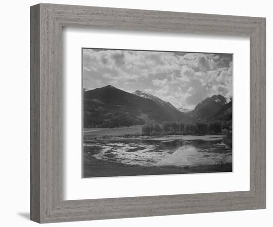 Lake And Trees In Foreground Mt, Clouds In Background "In Rocky Mt NP" Colorado 1933-1942-Ansel Adams-Framed Art Print