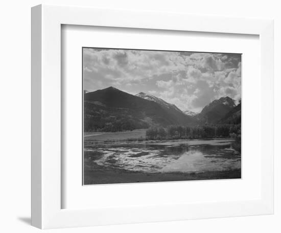 Lake And Trees In Foreground Mt, Clouds In Background "In Rocky Mt NP" Colorado 1933-1942-Ansel Adams-Framed Art Print