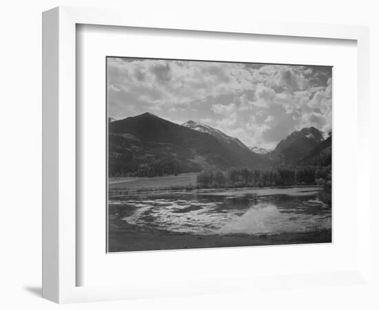 Lake And Trees In Foreground Mt, Clouds In Background "In Rocky Mt NP" Colorado 1933-1942-Ansel Adams-Framed Art Print