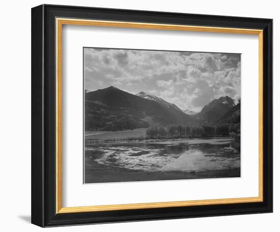 Lake And Trees In Foreground Mt, Clouds In Background "In Rocky Mt NP" Colorado 1933-1942-Ansel Adams-Framed Art Print