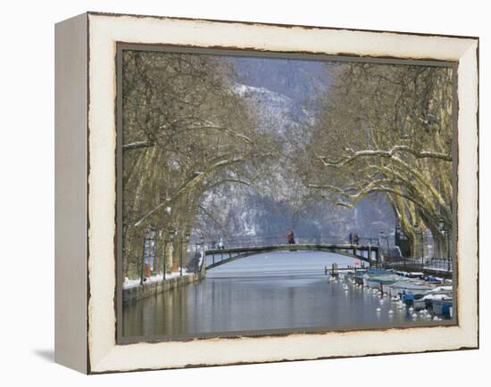 Lake Annecy and Boats on Canal Du Vasse-Walter Bibikow-Framed Premier Image Canvas