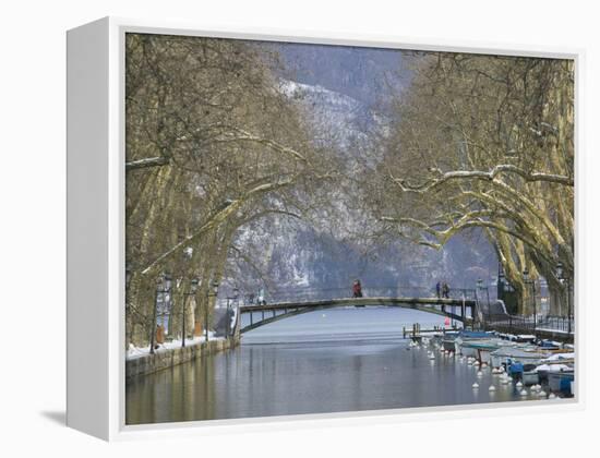 Lake Annecy and Boats on Canal Du Vasse-Walter Bibikow-Framed Premier Image Canvas