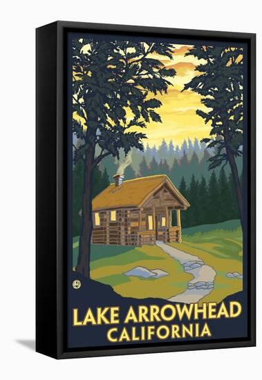 Lake Arrowhead, California -Cabin in the Woods-Lantern Press-Framed Stretched Canvas